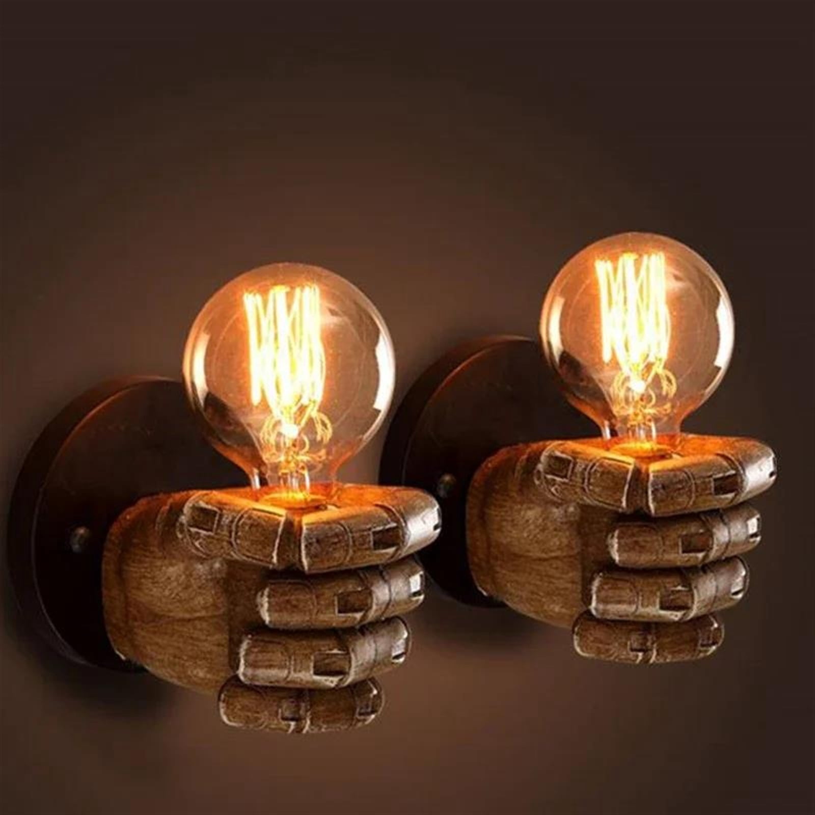 For Restaurant Study Dining Room Bar Coffee Shop Lights American Vintage Wood Hand Model Wall Lamps Loft Foyer Resin Wall Lights