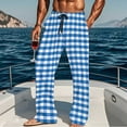 thumbnail image 2 of USNSM Mens Plaid Print Pajama Pants Sleepwear Soft Pjs Bottoms Sleep Lounge Long Pant with Drawstring Trousers with Pockets Blue XL, 2 of 6