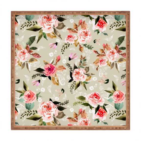 Society6 Marta Barragan Camarasa Flowery Meadow Bouquets Large Square Bamboo Tray, 16" x 16"