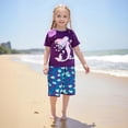 thumbnail image 2 of Bainana 2 Pieces Outfit Set For Girls Summer Outfit Cartoon Print Short Sleeve Crew Neck Tops And Shorts Two Piece Playwear Kids Toddler Girls Cute Stylish Clothes Set Purple Size 12-18 Months, 2 of 6