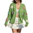 thumbnail image 3 of Womens Ribbed Knit Cardigan Embroidery Detail Button Front Open Sweater Coat, 3 of 7
