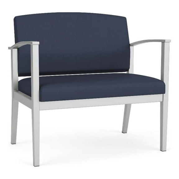Amherst Steel Reception Waiting Room Bariatric Chair / Silver Steel / Blue