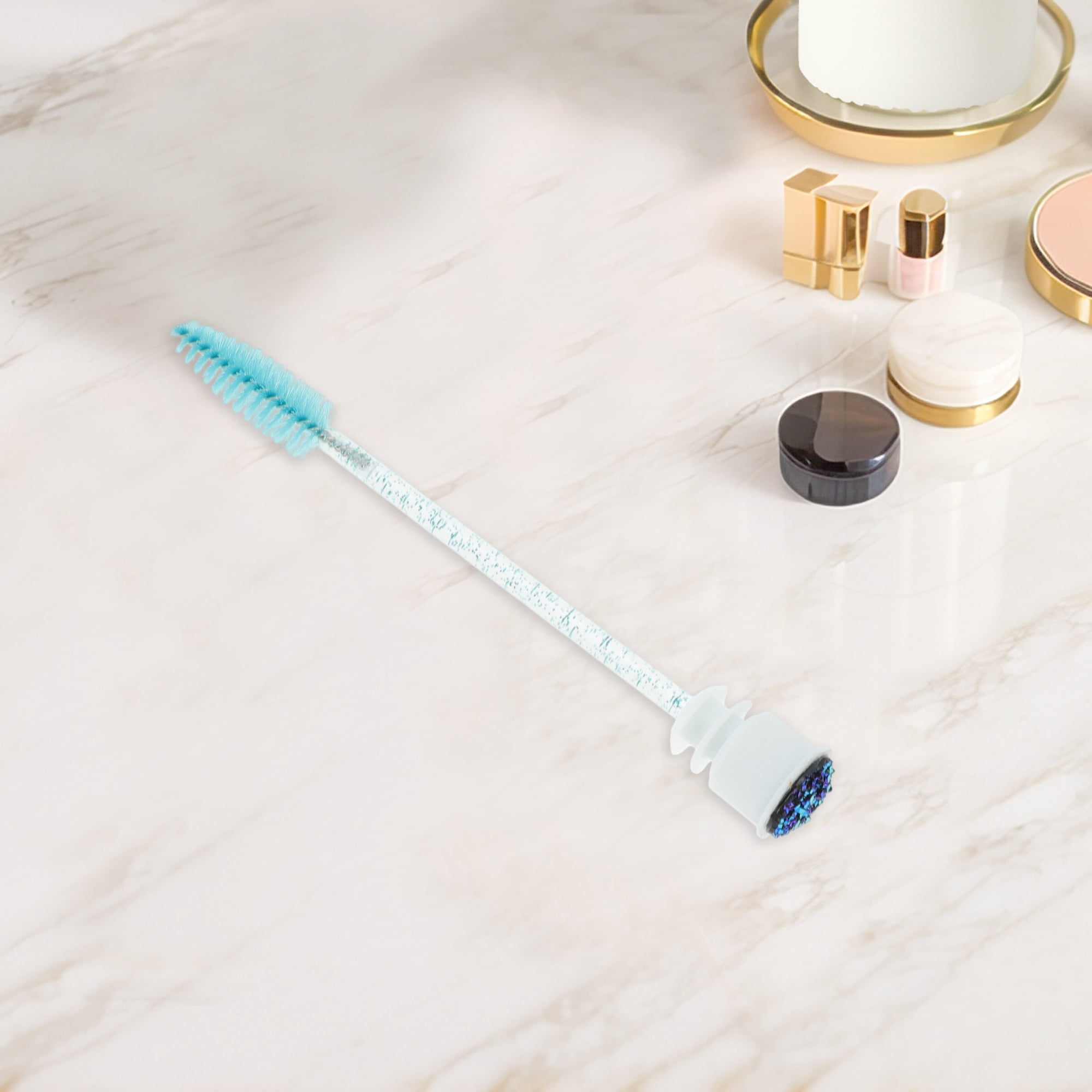 Unique Bargains 1 Pc Soft Reusable Eyelash Brush for Vacation in Tube Deep Blue
