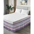 thumbnail image 4 of Purple Grey Stripes Bed Skirt Queen Size 16" Drop Vintage Coastal Style Wood Texture Ruffled Wrap Around Bed Skirts Adjustable Elastic Bedskirt Dust Ruffle for Queen Size Bed, 4 of 7