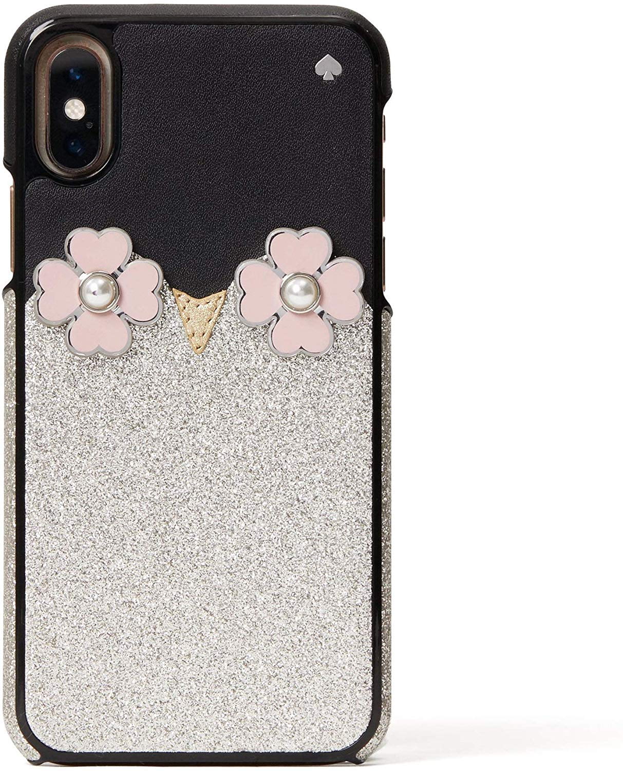 Kate Spade New York Penguin Applique Black Silver Glitter iPhone X/XS Case  