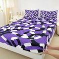 thumbnail image 3 of jejeloiu Abstract Geometric Lines Twin Sheet Sets,Geometric Theme Twin Fitted Sheet,Black White Purple Flat Sheet For Children,Breathable Home Decor,3-Piece, 3 of 7