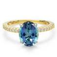 thumbnail image 3 of Gem Stone King 14K Two Tone Gold Millennium Blue Mystic Topaz and Lab Grown Diamond Engagement Ring for Women | 3.16 Cttw | Oval 10X8MM | Gemstone November Birthstone | Size 5, 3 of 6