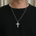 thumbnail image 5 of HIJONES Stainless Steel Cubic Zirconia Cross Necklace for Men Hip Hop Cross Pendant with Chain Silver, 5 of 6
