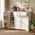thumbnail image 6 of Coffee Bar Cabinet, Lofka 42" Farmhouse Kitchen Storage Sideboard Buffet Cabinet with 8 Shelves & 1 Drawer, Multifunctional Console Table for Dining Room Living Room Entryway Home Coffee Station, Whi, 6 of 12