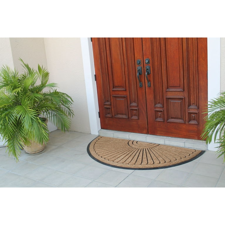 A1 Home Collections A1HOME200107-2-NW Handcrafted Sunburst Sturdy Well Made Double Doormat, Rubber and Coir, Beige/Black