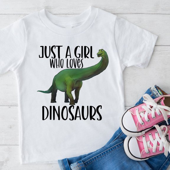 Just A Girl Who Loves Dinosaurs Shirt, Dinosaur Shirts For Kids, Cute Dinosaur Tees, Funny Dino Shirt, Dinosaur Gift TODDLER SHORT SLEEVE TEE BELLA CANVAS 3001T