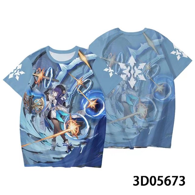 AG Honkai : Camiseta Star Rail Anime Manga Corta Cosplay Natasha Kafka Tee 3D Camisa Moda Casual Talla Grande
