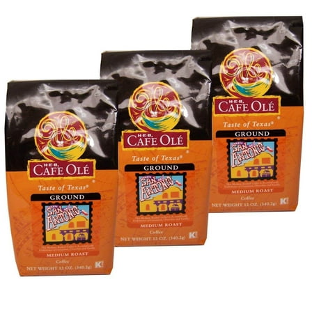HEB Cafe Ole Medium Roast Ground Coffee 12oz Bag (Pack of 3) (Taste of San Antonio)