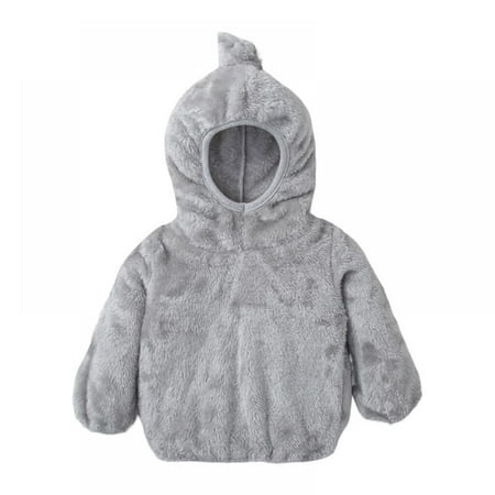

Toddler Boys Girls Fleece Hoodie Cute Pompom Pullover Hood Coat Plush Thicken Overcoat Winter Infant Newborn Kids Outfits 6M-4Y