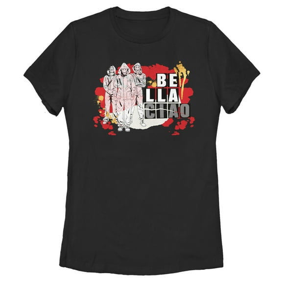 Women's Money Heist Bella Ciao Robbery  Graphic Tee Black Small