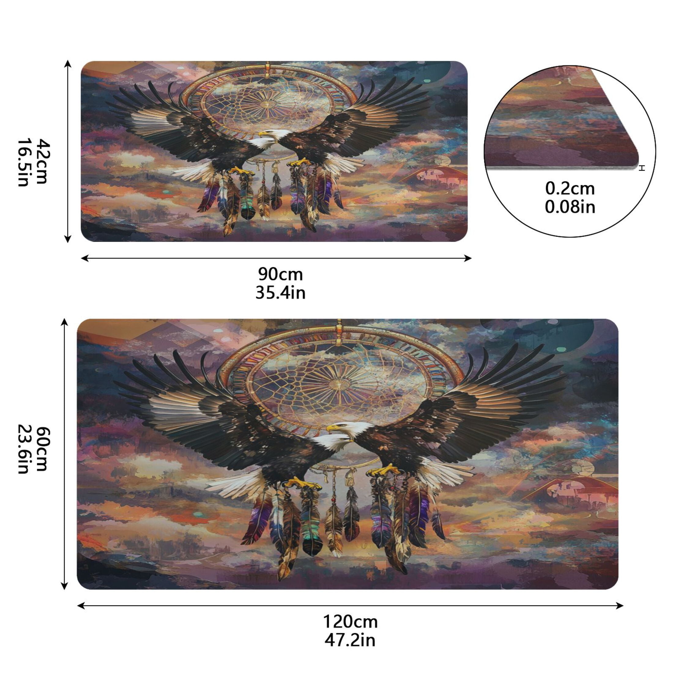 Wobogo White Eagles Soaring Gaming Mouse Pad Non-slip Leather Desk Mat Water Resist Keyboard Pad for Gamer Office 23.6×47.2in