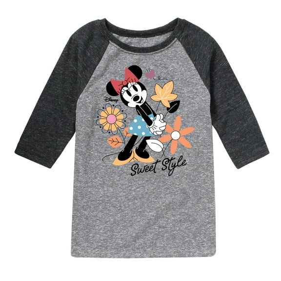 Disney - Minnie Mouse Sweet Style - Youth Raglan Graphic T-Shirt