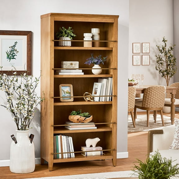My Texas House Haven 5-Shelf Bookcase, Warm Brown Finish