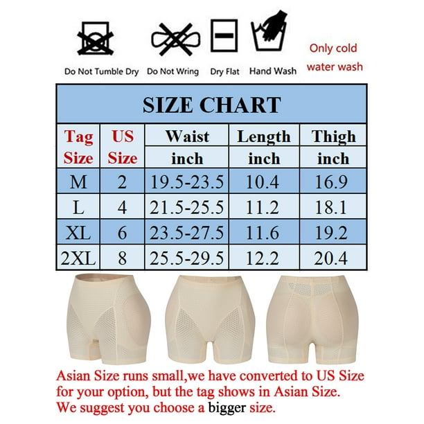 Hip Enhancer Butt Lifted Underwear Seamless Padded Briefs Shapewear Pantie  Body Shorts for Women Ladies, Beige, 2XL