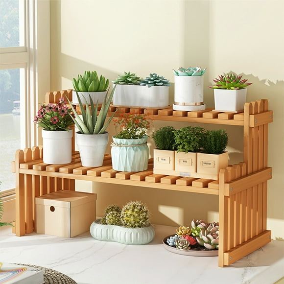 Matoen Desktop Flower Rack Mini Flower Rack Office Storage Rack Window Sill Rack Wooden Stand