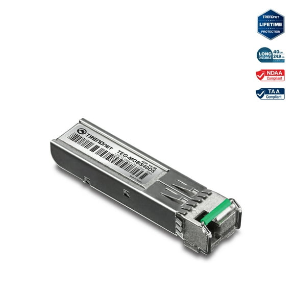TRENDnet TEG-MGBS40D5, Mini-GBIC Dual Wavelength Single-Mode LC Module 1550 (40 km/24.9 Miles)