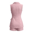 thumbnail image 6 of Likimi Womens Two Piece Set Solid Color Sleeveless V Neck Summer Vest With Shorts Fashion Comfort Outfit Set Pink Size S, 6 of 6