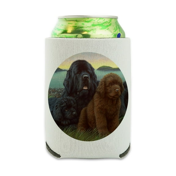 Newfoundland Dogs Puppies Countryside Can Cooler - Drink Sleeve Hugger Collapsible Insulator - Beverage Insulated Holder