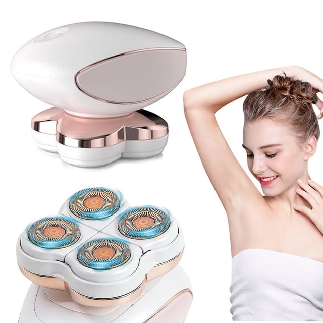 AVELINE006 Depiladora para Mujer, Recargable Eléctrica Depiladora con 4 Cabezales Para Piernas Línea Bikini Cara Labios, Depiladora Inalámbrica Seca Húmeda