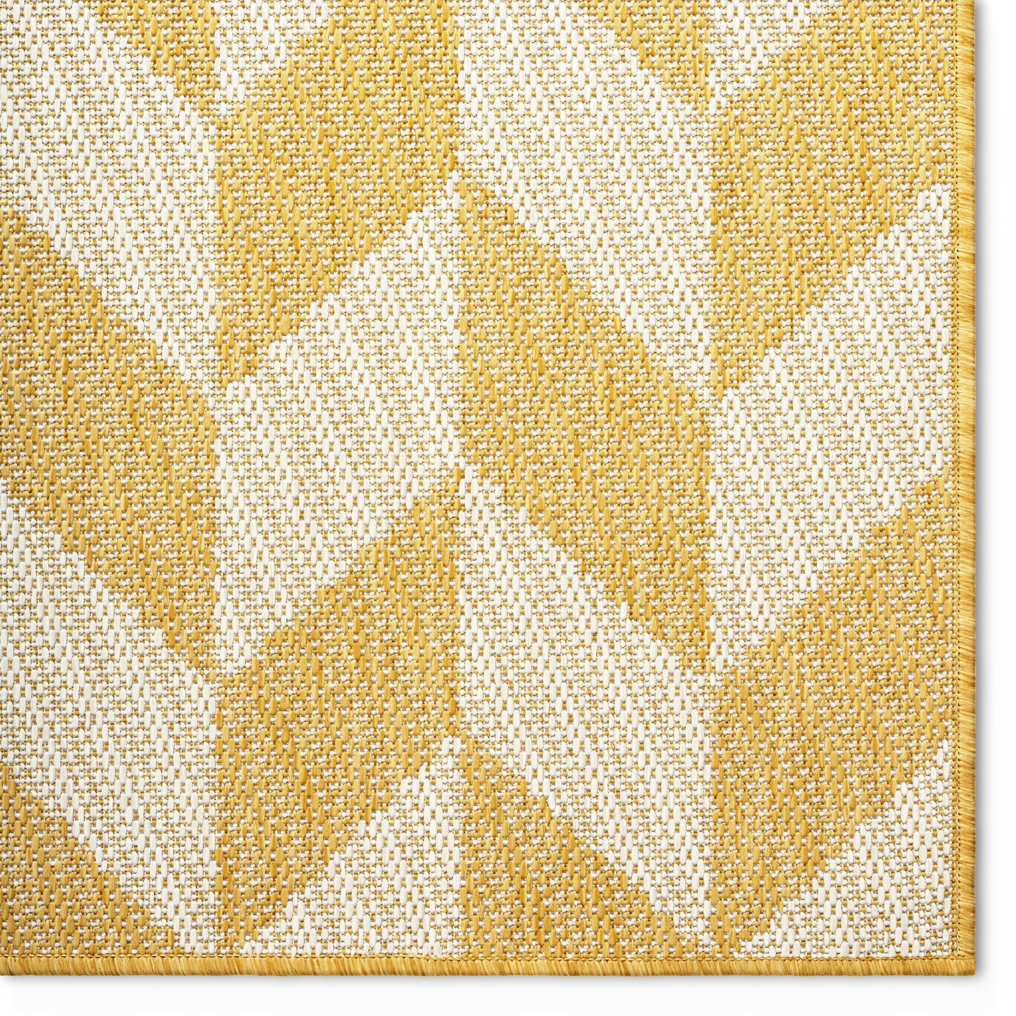 Nicole Miller New York Patio Country Calla Contemporary Herringbone Indoor/Outdoor Area Rug, Yellow/Cream, 6'6"x9'2"