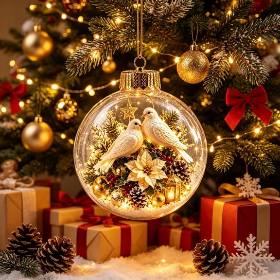 Glowing Christmas Story Ornament,3.93 Inch Clear Christmas Ornament Ball Mini Holiday Scene Mini Holiday Scene in Christmas Ball For Festival Home Decor Must Have Christmas Gift