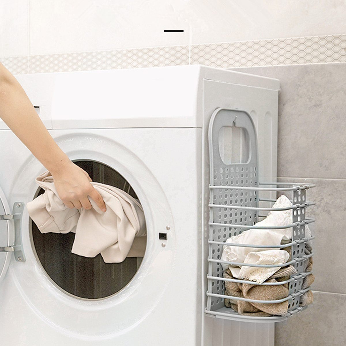 Keyohome WallMounted Laundry Basket Foldable Plastic Laundry Basket