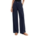 thumbnail image 2 of Women Wide Leg Pants High Waisted Spring Business Casual Outfits Trousers Palazzo Pants Pockets Navy Blue S, 2 of 7