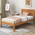 thumbnail image 2 of Paproos Twin Size Modern Wood Platform Bed, Oak, 2 of 10