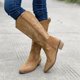 thumbnail image 2 of Botas vaqueras occidentales bordadas para Mujer, botines largos de cuero PU, con punta puntiaguda, tacón grueso, hasta la rodilla, holgados, otoño, 2 of 5