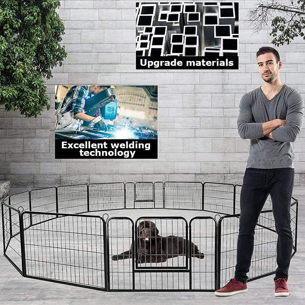 Heavy Duty Pet Playpen 16 Panels 24" Folding Metal Dog Exercise Pen Extra Large Indoor Outdoor Dog Fence with Door Dog Crate Cage Kennel Pet Enclosure for Small-Large Animal