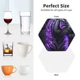 thumbnail image 6 of Zufioo Purple Plant White Tiger Print Leather Coaster Set, Decorative PVC Coasters 4-pack - Scald and Stain-resistant, Suitable for Home, Cafes, Restaurants-Hexagon, 6 of 6