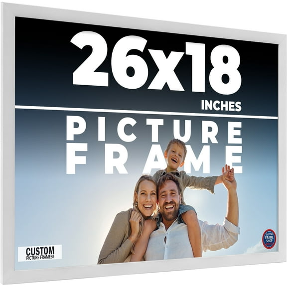 26x18 Frame White Solid Wood Picture Frame Includes UV Acrylic Shatter Guard Front, Acid Free Foam
