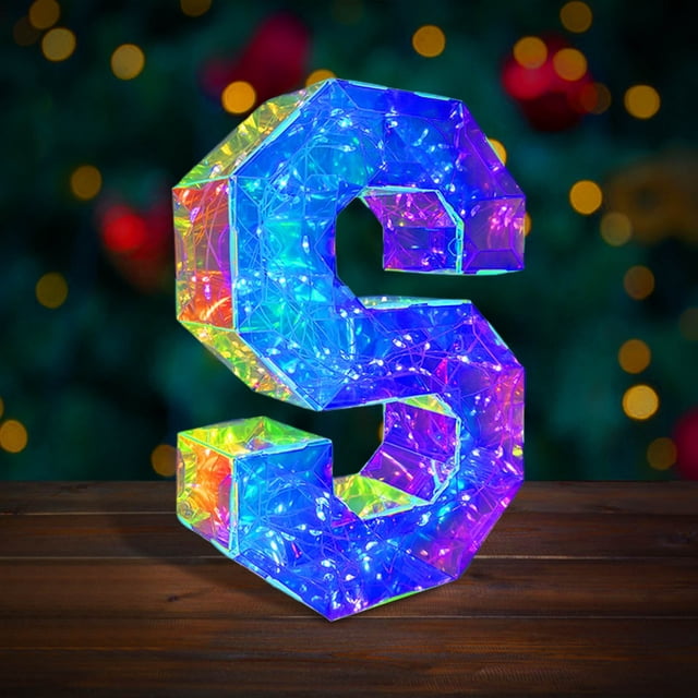 QIPOPIQ Marquee Letter Lights, Led Marquee Sign Light Up Letters Led Letters Lights 26 Alphabet, Prismatic Iridescent Letters Led Lights Plastic Letters Sign For Home Party Christmas Decor