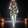 thumbnail image 2 of FGVCTG Halloween Sweatshirts for Women Drawstring 3/4 Sleeve Halloween Hoodie Ghost Graphic Spooky Oversized Pullover Hoodies Black M, 2 of 6