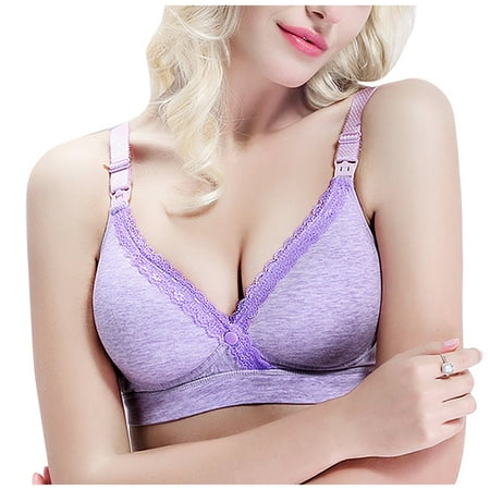 

TZNBGO Women s Maternity Bras for Pregnancy Push Up Bras for Women Backless Bra Minimizer Bras Non Wired Women Feeding Nursing Pregnant Bra Openable Breathable Underwear Pregnant Women S FronPurple