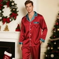 thumbnail image 5 of Family Christmas Pajamas Matching Sets Silk Satin Plus Size Casual Matching Set for Family, 5 of 9