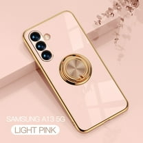 Case Compatible with Samsung Galaxy A13 5G, with Ring Holder Plating Kickstand Cover Slim Soft Flexible TPU Protective Shock-Absorbing Phone Cases for Women for Samsung Galaxy A13 5G - Light Pink