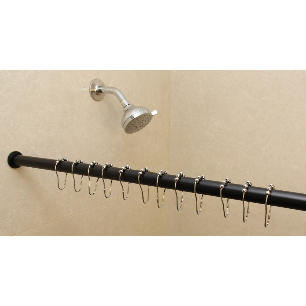 Urbanest No Drilling Heavy Duty Adjustable Spring Tension Curtain Window Rod, 24"-42" - Matte Black