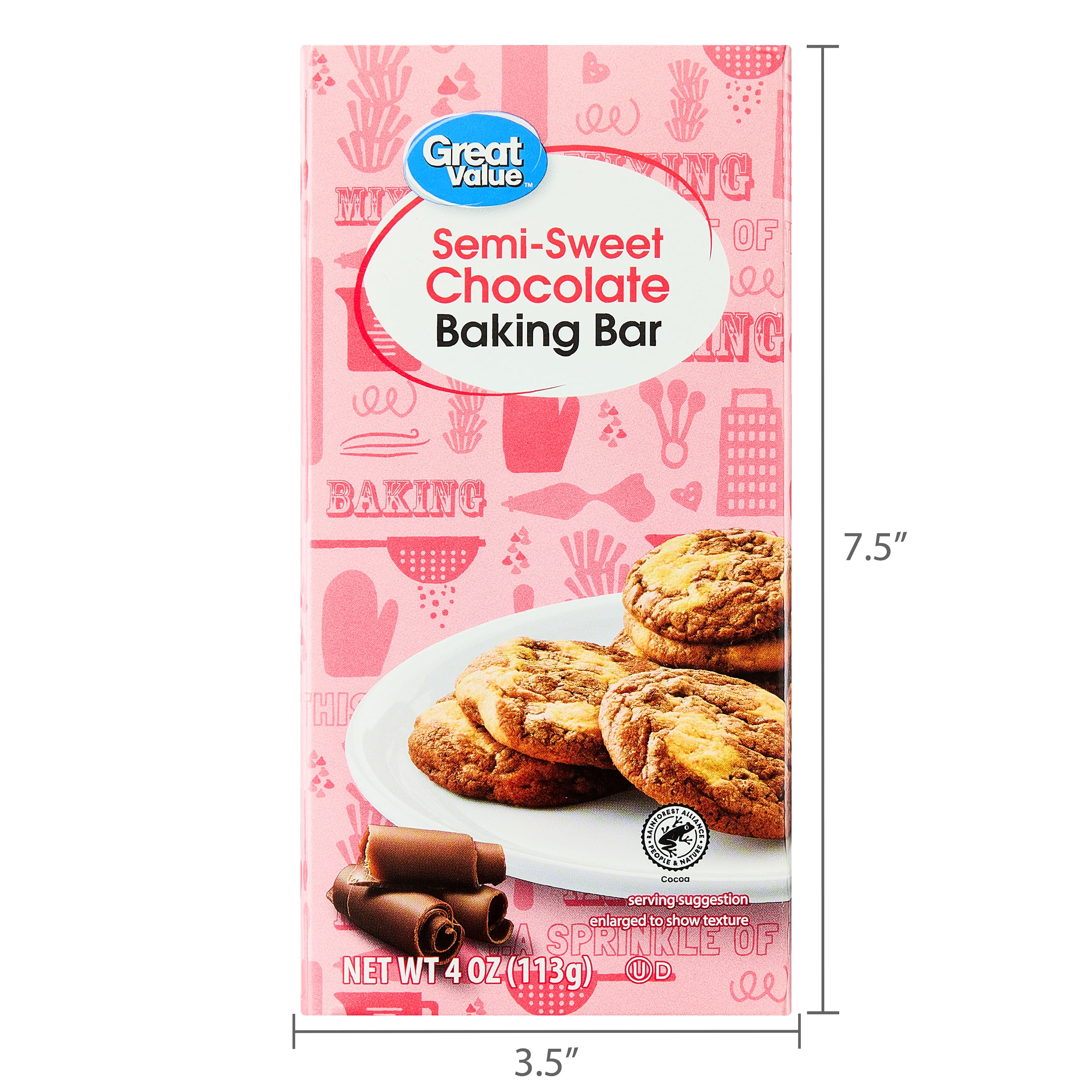 (2 pack) Great Value Semi-Sweet Chocolate Baking Bar, 4 oz Box