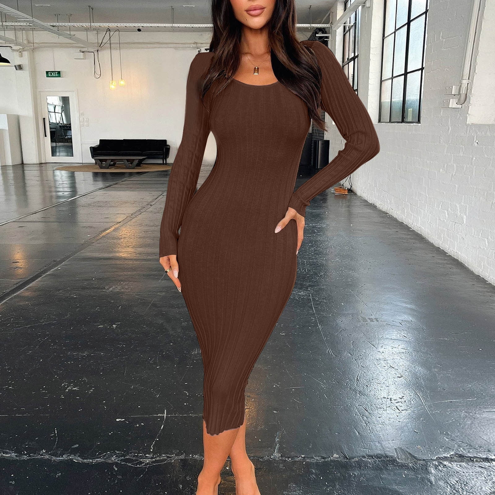 Hotojiny Women Ribbed Knit Midi Dress Long Sleeve Slim Bodycon Dress Casual Crew Neck Long Dress Fall Winter Clothes hotojiny Women Ribbed Knit Midi Dress Long Sleeve Slim Bodycon Dress Casual  Crew Neck Long Dress Fall Winter Clothes - Walmart.com