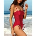 thumbnail image 3 of Sociala Ruched Tummy Control Beach Bath Suit For Women Side Drawstring One Piece Monkini Swimwaer, 3 of 5