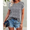 thumbnail image 3 of PRETTYGARDEN Women's Shirts Summer Casual Crewneck Lace Crochet Short Sleeve Blouses Cute Floral Print Loose Tunic Tops, 3 of 6