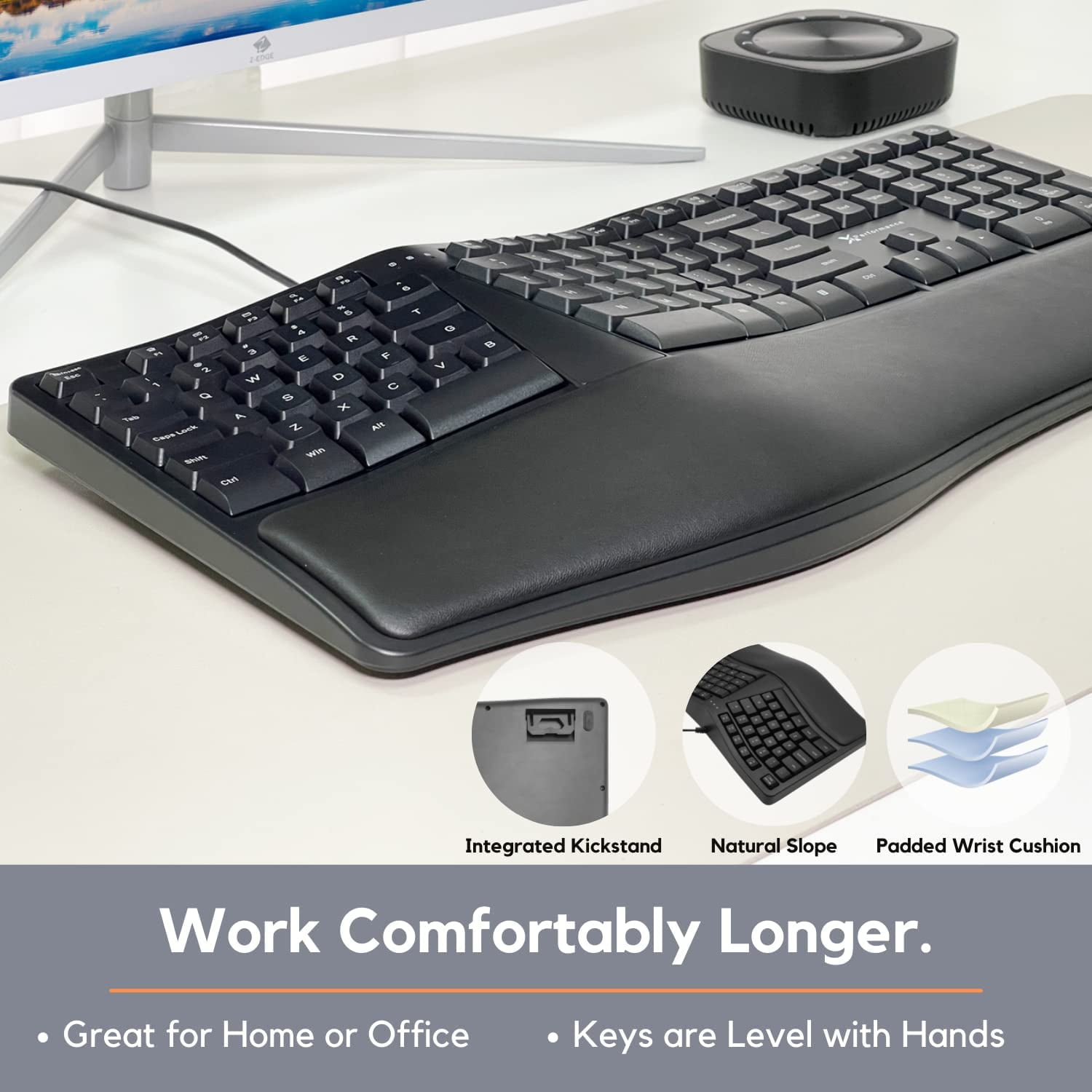 X9 Performance Ergonomic Wired Keyboard with Wrist Rest, Split Design, USB