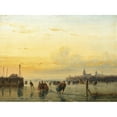 thumbnail image 2 of Nicolaas Johannes Roosenboom 24x19 Black Ornate Framed Double Matted Museum Art Print Titled: Numerous Skaters Near a Town, 2 of 5