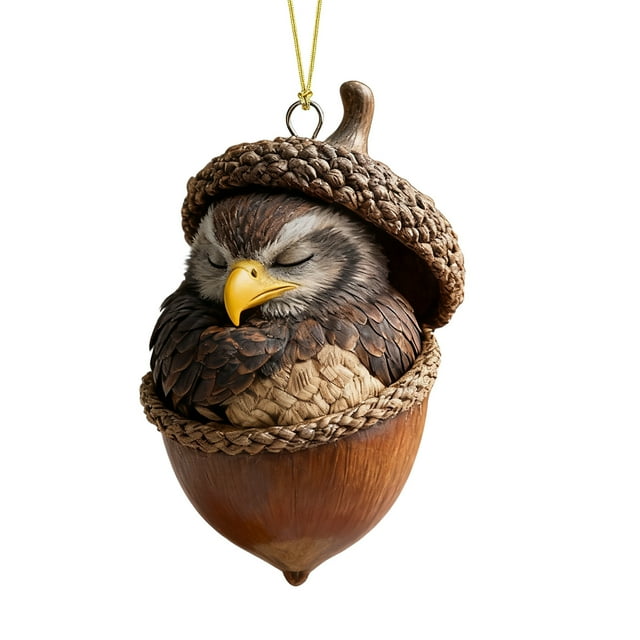E Forest Animal Acorn Christmas Ornaments Made Of Acrylic Material For Tree Decoration Size 4 Inch